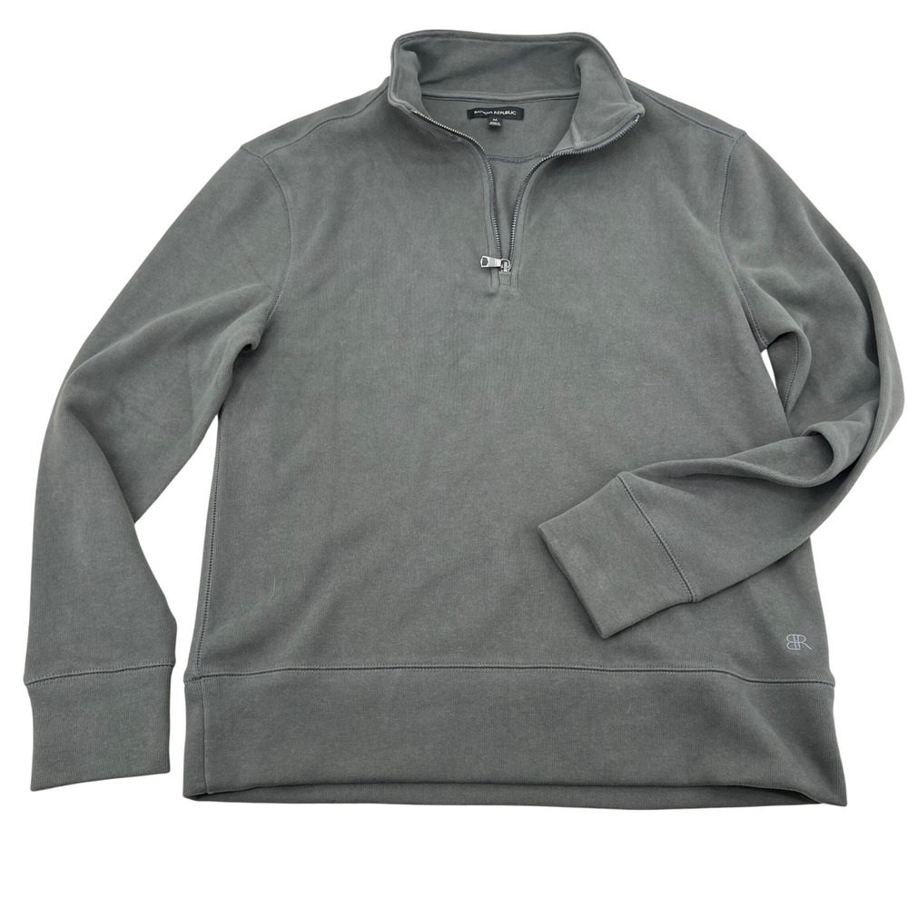 Banana Republic Mens Gray green Quarter Zip Sweatshirt Pullover Size M